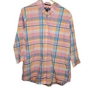 Lands' End Women Plaid Button Up Size 10